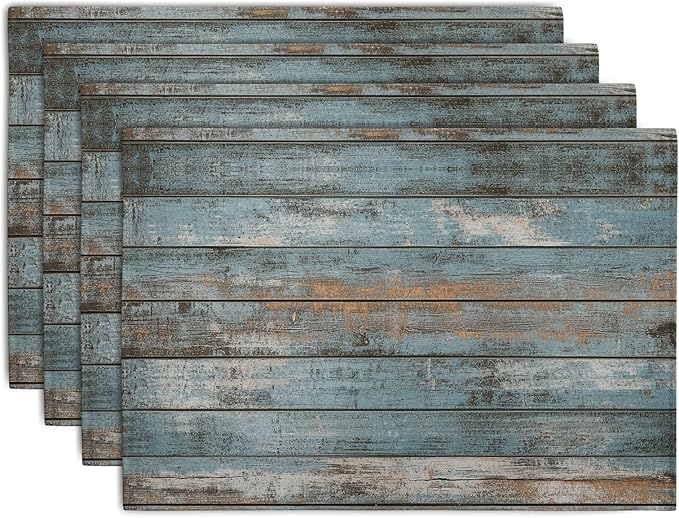 Rustic Wooden Board Print Placemats Set of 4 Vintage Wood Grain Texture Farmhouse Place Mats Washable Heat Resistant Non-Slip Linen Table Mats for Party Kitchen Dining Outdoor Indoor Decor-Ruum Studio Home