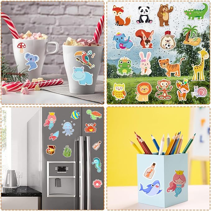 Window Clings Stickers for Kids Window Gel Clings Decals Thick Gel Clings Toddlers and Adults Classroom Home Nursery Airplane Birthday Party Supplies (Jungle Animals + Sea Animals)-Ruum Studio Home