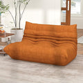 Full Foam Loveseat Sofa,Adults Bean Bag Chairs Floor Couch with Soft Waterproof Fabric,Armless Fireside Lounge Chair for Living Room,Apartment and Office (DarkOrange)-Ruum Studio Home