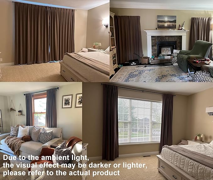 Vision Home Brown Pinch Pleated Full Blackout Curtains Linen Blended 60" Wide Thermal Insulated Window Panels 90 inch for Bedroom Living Room Darkening Pleat Drapes with Hooks Back Tab 60" Wx90 Lx1-Ruum Studio Home