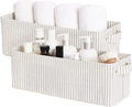 StorageWorks Narrow Storage Bins, Small Basket for Closet and Shelves, Fabric Organizer with Handles, Toilet Paper Storage, Gray and White Stripes, 2-Pack-Ruum Studio Home