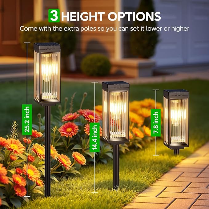 Solar Pathway Lights Outdoor, 2 Pack Upgraded Solar Lights Outdoor Waterproof, Bright Up to 15 Hrs Auto On/Off Garden Light for Yard Patio Lawn Path Walkway Driveway Outside Decor-Ruum Studio Home