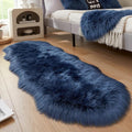 AMTOVO Faux Sheepskin Rug, Dark Blue Ultra Soft Fluffy Shag Area Rug, 2 x 6 ft Faux Fur Rug for Bedroom Sofa Throw Cushion Room Decor, Sheepskin-Ruum Studio Home