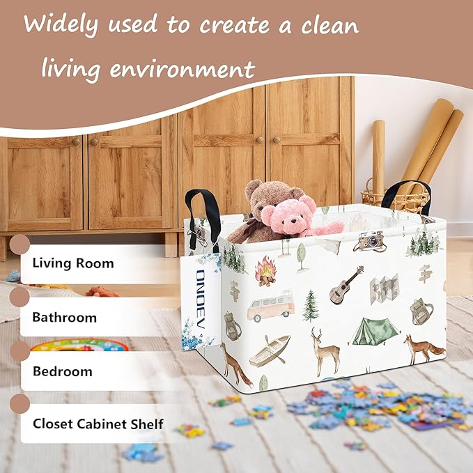 Rectangular Folding Laundry Basket,waterproof Canvas Basket,gift basket,Suitable for children's room,Office,Clothes,Toys Storage(Outdoor adventure)-Ruum Studio Home