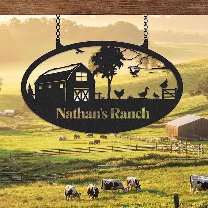 Personalized Metal Farm Signs, Custom Rustic Ranch Decor, Farmhouse Outdoor Decor, Custom Last Name Sign, Large Metal Wall Art, Outdoor Barn Sign, Family Farm Sign, Farmer Ranch Gifts-Ruum Studio Home