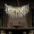 Modern Crystal Silver Chandelier, 36" Large Rectangular Oval Tree Branch Crystal Chandeliers for Dining Room,16-Light Flush Mount K9 Crystal Chandeliers, for Kitchen Island,Dining Room-Ruum Studio Home