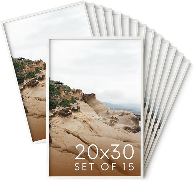 Haus and Hues 20x30 White Oak Wood Picture Frames Set of 15 - Premium Bulk Picture Frames 20x30 Bundle - Elegant Gallery Wall Frame Set for Posters, Art Display - Ideal for Wall Decor in Home & Office-Ruum Studio Home