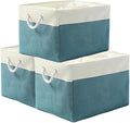 TheWarmHome Storage Bin for Shelves - Extra Jumbo 3 Pack 20.5L×15.7W×13.8H Storage Basket for Organizing, Fabrin Storage cubes with Drawstring Cover for Living Room Bedroom Decor Closet（White & Green-Ruum Studio Home