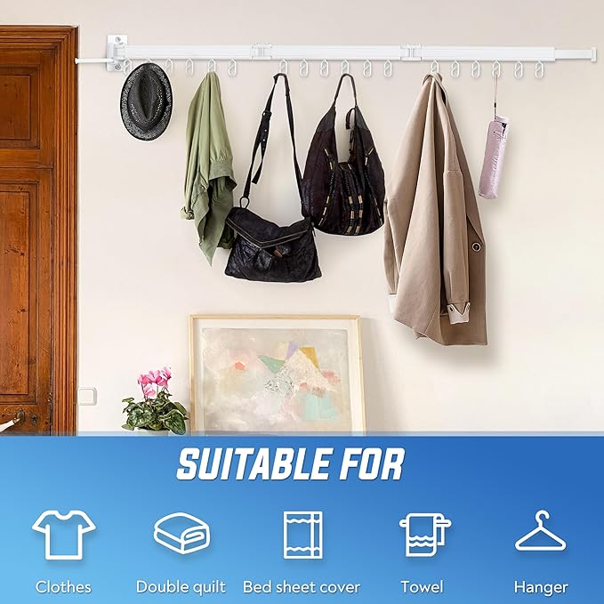 Clothes Drying Rack Wall Mounted Foldable, Retractable & Collapsible(Tri-Fold) Space-Saving Laundry Drying Rack for Indoor & Outdoor Use - Laundry Rooms, Bathroom & Balconies (White)-Ruum Studio Home