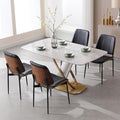 BV Dining Chairs Set of 4, PU Leather Armless Kitchen Chair in Modern Walnut Style, Mid Century Bentwood Side Chair with Metal Legs, Retro Accent Guest Chair for Kitchen Dining Room(Black)-Ruum Studio Home