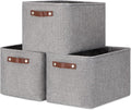 DULLEMELO Medium Storage Baskets for Organizing, Rectangular Fabric Storage Bins Collapsible, Perfect for Shelves, Closets, Nursery, Home, Office, Empty Gift Baskets (3-Pack,Grey)-Ruum Studio Home