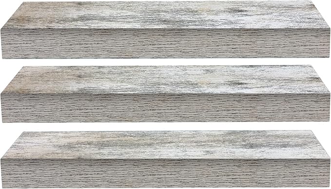 Sorbus Floating Shelves - 3 Pack 16 Inch Rustic Wall Shelves for Bedroom, Kitchen, Living Room, Bathroom Shelves, Home Decor, Office - Floating Shelf for Trophy, Books, Frames, Toilet Paper-Ruum Studio Home