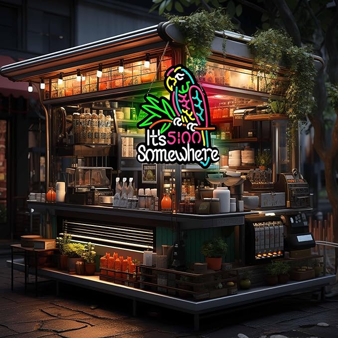 Ultrathin Its 5 00 O'clock Some Where Neon Sign Art Wall Lights for Bedroom Windows Glass Hotel Pub Cafe Wedding Birthday Party Gifts-Ruum Studio Home