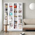 5 Tier Metal Curio Cabinets, Modern Bookshelf Cabinet with 4 Adjustable Shelves, Cabinet Display Case for Home Office, Living Room, Pantry (White-23.54W)-Ruum Studio Home