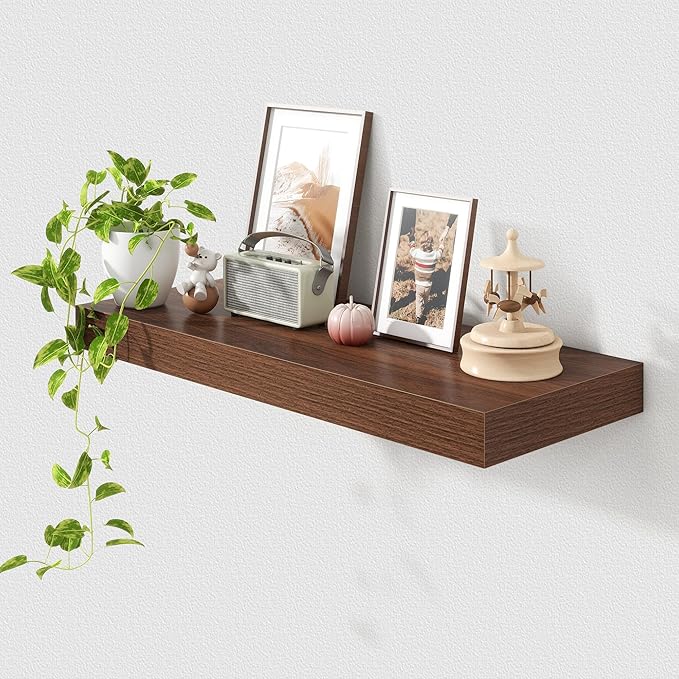 Deep Floating Shelves for Wall | 30 Inch Wide x 12 Inch Deep Floating Shelves | 30W x 12D Rustic Walnut Wide Wall Shelves | Bookshelf Laundry Shelf TV Shelf-Ruum Studio Home