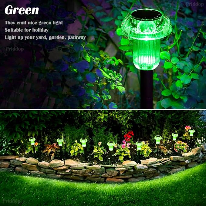 Halloween Solar Lights Outdoor 16 Pack Green LED Waterproof Mushroom Outside Lights for Yard Garden Patio Pathway Walkway Landscape Halloween Decorations-Ruum Studio Home