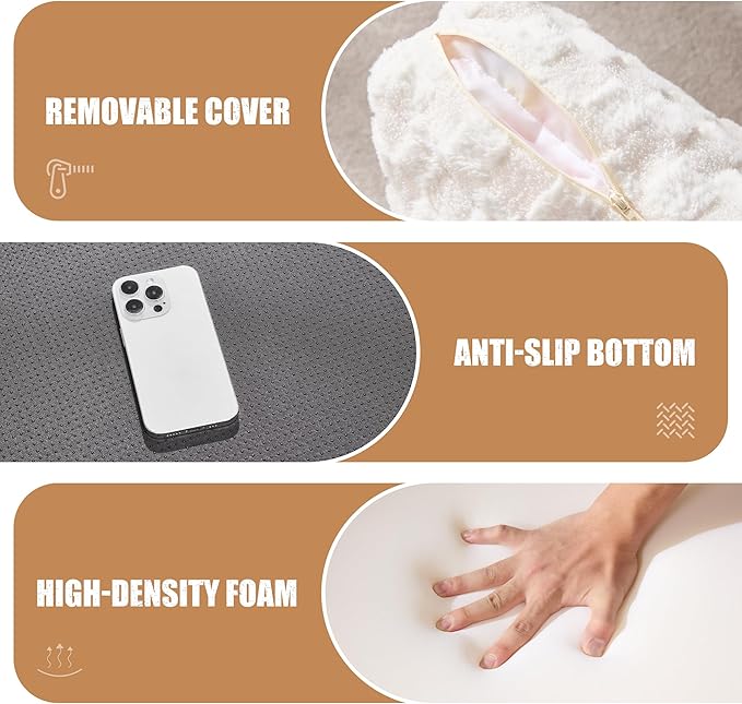 Hobestluk Rectangle Ottoman Memory Foam Footrest for Couch with Removable Cover Large Floor Seating for Adults Ottoman Coffee Table for Living Room, Bedroom or Office (Plush White, Footrest)-Ruum Studio Home