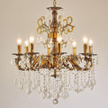 Vintage 8 Arms Crystal Chandelier Candle Light Fixture for Dining Room Living Room Bedroom Hallway Entryway Antique Gold Finish (27"-8 Lights)-Ruum Studio Home