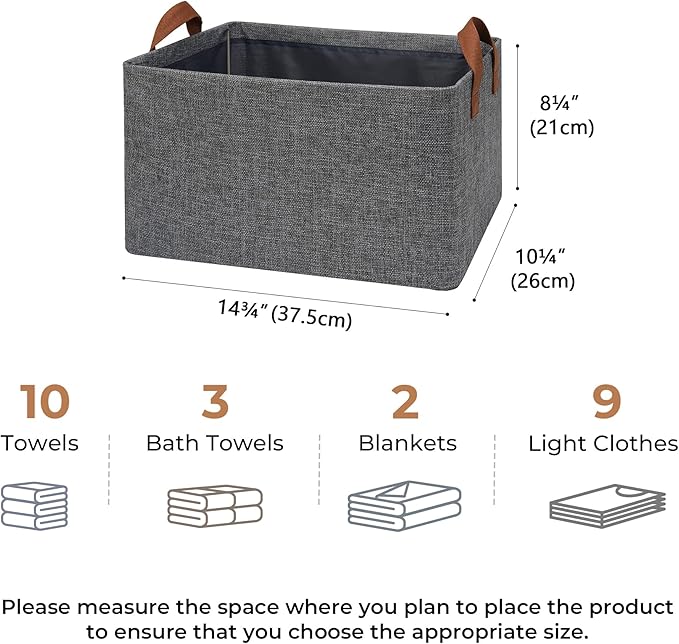 GRANNY SAYS Storage Baskets for Shelves, Closet Organizer Bins, Clothes Storage Bins with Metal Frame, Large Baskets for Organizing and Storage, Collapsible, Dark Gray, 2-Pack-Ruum Studio Home
