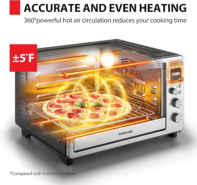 TOSHIBA ChefFry Air Fryer Toaster Oven Combo, 26.4 QT Large Capacity, 12-in-1 Countertop Toaster Oven, Stainless Steel-Ruum Studio Home
