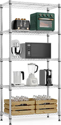1250 lbs 5 Tier Shelf Metal Storage Shelves Wire Rack Closet Organizers for Garage Kitchen Bathroom Laundry Black 11.8" D x 23.6" W x 59.5" H-Ruum Studio Home