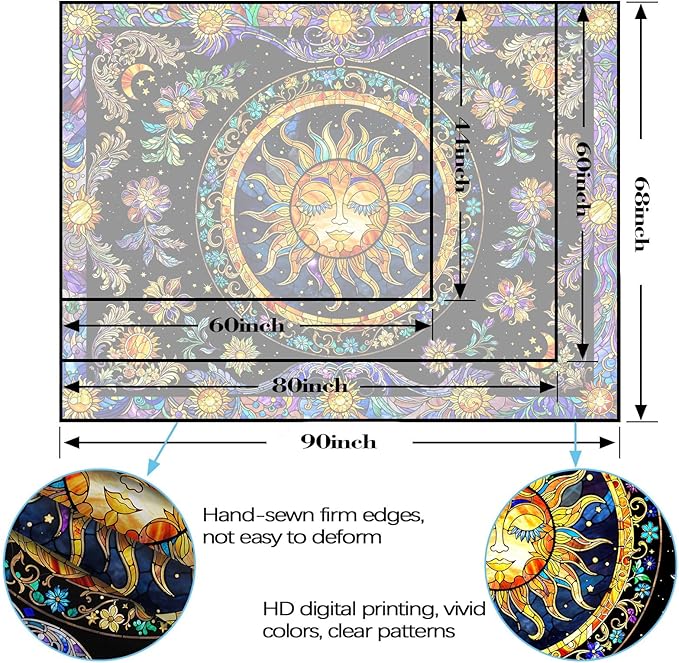 Lunerfex Sun Tapestry Stained Glass Tapestry Wall Decor Tapestries for Bedroom Boho Tapestries Wall Hanging for Bedroom Living Room Glass-Sun-01 60"x80"-Ruum Studio Home