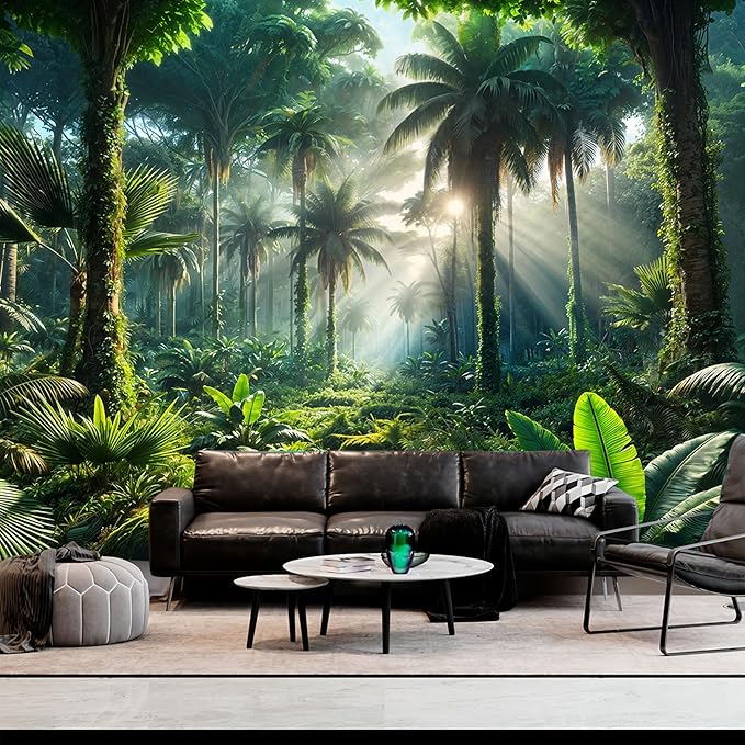 BSFHH Nature Tapestry Forest Tree Sea Cave Wall Hanging, Stream Through Rainforest Landscape Wall Art Tapestry for Bedroom Living room (Rainforest, 59" × 51", Unframed)-Ruum Studio Home