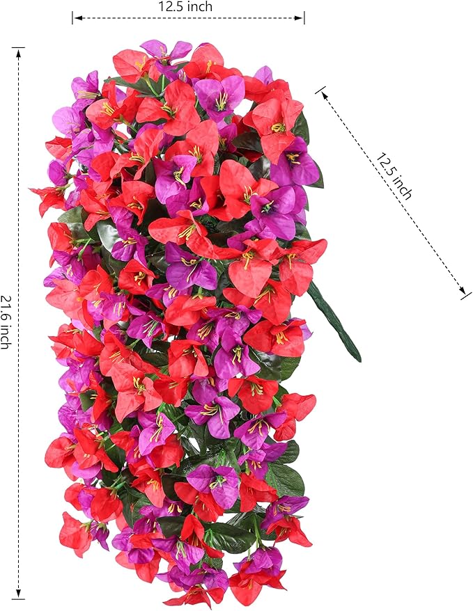 Faux Bougainvillea Artificial Flowers Plants for Outdoors Outside Decoration, 2pcs Fake Flowers Silk Long Trailing Vines UV Resistant Realistic for Front Door Porch Planter Urn Patio Balcony Yard, Mix-Ruum Studio Home