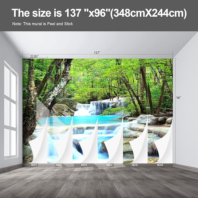 Forest Landscape Wall murals Woodland Tree Peel and Stick Wallpaper for Bedroom Living Room - 96"x137"-Ruum Studio Home