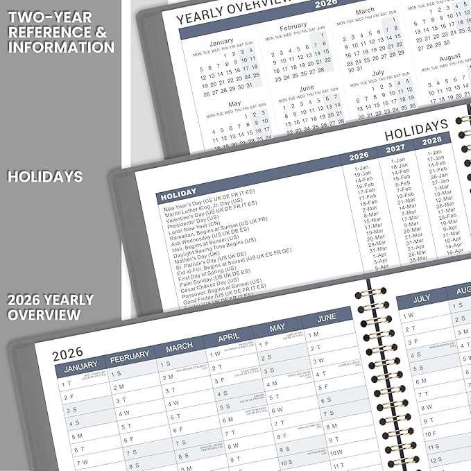 2026 Weekly Appointment Book - Appointment Book 2026, Jan 2026 - Dec 2026, Daily/Hourly Planner with Tabs, 15 Minutes, 8.26"x 11.4", Wirebound - Grey-Ruum Studio Home