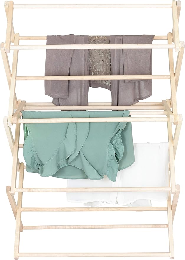 Pennsylvania Woodworks Clothes Drying Rack: Solid Maple Hard Wood Laundry Rack for Sweaters, Blouses, Lingerie & More, Durable Folding Drying Rack, Made in USA, No Assembly Needed, Medium-Ruum Studio Home
