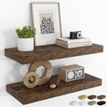 RICHFOCUS 24Inch Floating Shelves for Wall 2 Pack Shelves for Bedroom|Kitchen|Bathroom Wall Mounted Rustic Wood Floating Shelf with Invisible Brackets for Books|Storage|Decor, Rustic Brown-Ruum Studio Home