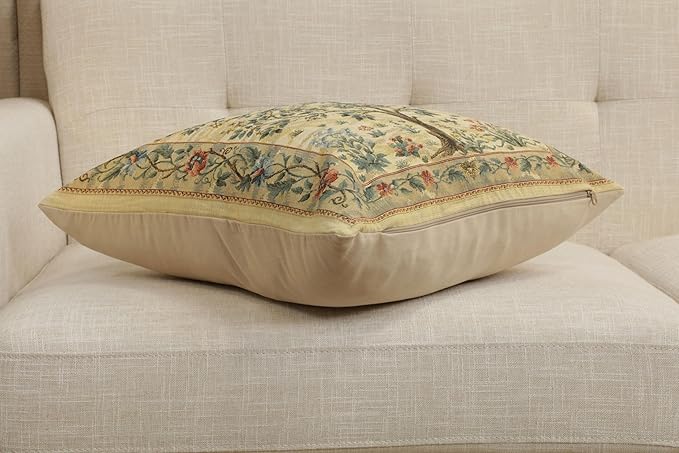 Charlotte Home Furnishings Throw Pillow Covers, Decorative Boho Pillow Covers for Couch, Light Tree of Life Square Cushion Cases 18x18 in, European Cotton Jacquard Woven for Cozy Bedroom Decor-Ruum Studio Home