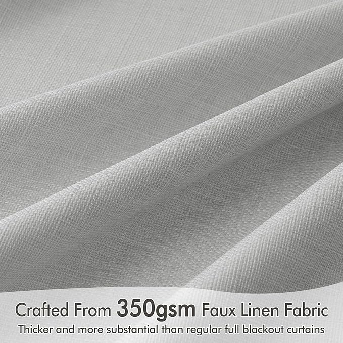 MIULEE 100% Blackout Curtains 120 Inch Long 2 Panels for Bedroom, Thick Luxury Faux Linen Black Out Curtain Room Darkening Back Tab Pleat Window Textured Drapes with Hooks for Living Room, Gery-Ruum Studio Home