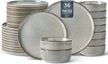 GBHOME Ceramic Dinnerware Sets for 12, 36 Pieces Stoneware Plates and Bowls Sets, Reactive Glaze Dishes -Scratch Resistant, Dishwasher&Microwave Safe, Green Wheat-Ruum Studio Home