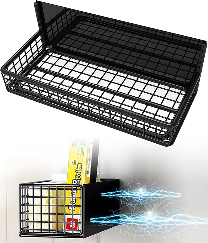 Magnetic Basket Fridge Organizer Wire Bins Pencil Holder Whiteboard Accessories Home Kitchen Organization (Black-Low)-Ruum Studio Home