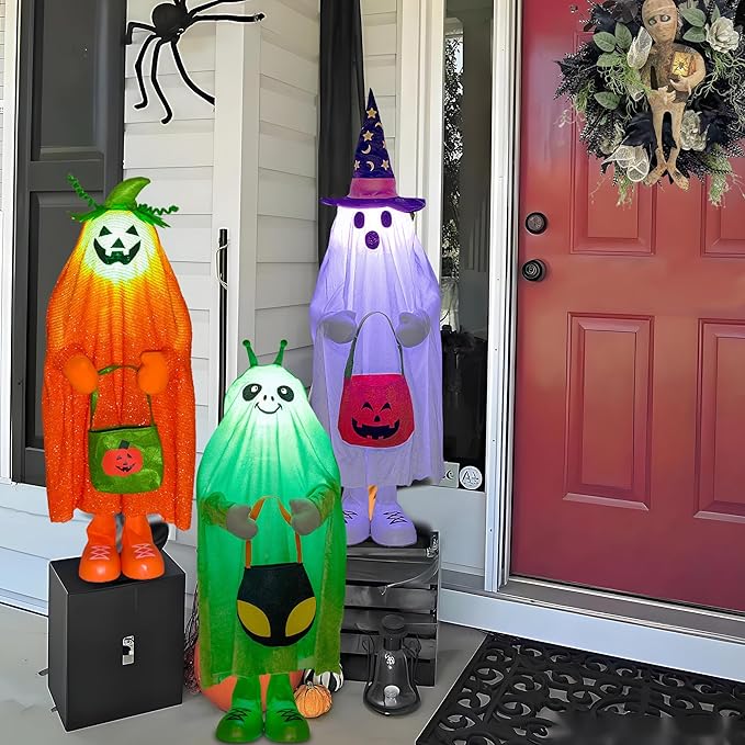 32" Front Porch Light up Halloween Figure Décor, Kit Standing Trick or Treat Indoor and Outdoor Decorations-Alien-Ruum Studio Home