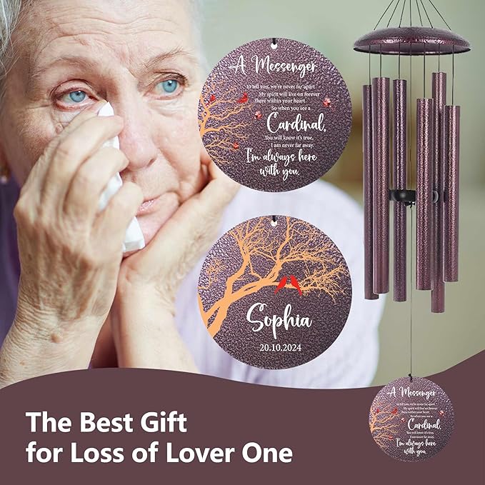 ASTARIN Outside Wind Chimes for Loss of Loved one, Personalized Sympathy Gift for Loss Mother/Father, Windchimes Outdoors Condolences Gift for Women/Men, Garden Decoration, 32 inch-Ruum Studio Home