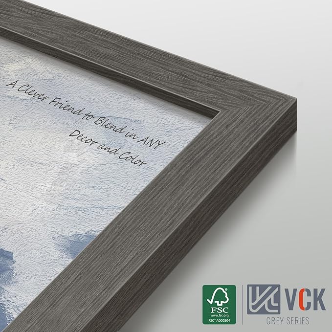 VCK 20x28 Picture Frame 3 Pack, Gray Solid Wood Poster Picture Frame, Exclusive Wood Grain, Wall Mounting Hanging-Ruum Studio Home
