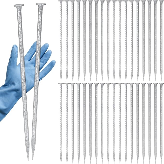 Tandefio 36 Pcs 14 Inch Rebar Stakes, 1/2 Inch Diameter Threaded Galvanized Steel Ground Anchors Plant Support Garden Stakes, Heavy Duty Metal Landscape Spikes for Speed Bump Tent-Ruum Studio Home