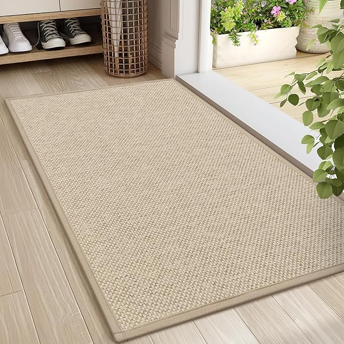LEKEEPGO Door Mat 24"x36", Non Slip Door Mat Indoor Entrance, Rubber Backing Front Indoor Door mat Washable Absorbent Low-Profile Entryway Entry Resist Dirt Inside Door Mats, Khaki-Ruum Studio Home