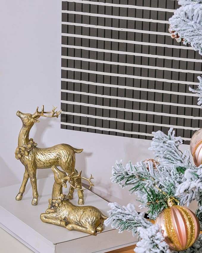 DN DECONATION 2pcs Gold Christmas Reindeer Statue, Christmas Clearance Small Resin Reindeer Figurine Indoor, Tabletop Reindeer Christmas Decor, Deer Figurine Decorations for Home-Ruum Studio Home