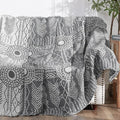 jinchan Boho 100% Cotton Muslin Blanket 3-Layer Queen Size 80x90 Inches Geometric Grey Lightweight Reversible Soft Cozy Comfy Throw for Couch Sofa Bed Large Coverlet Quilt Blanket Bedroom All Seasons-Ruum Studio Home