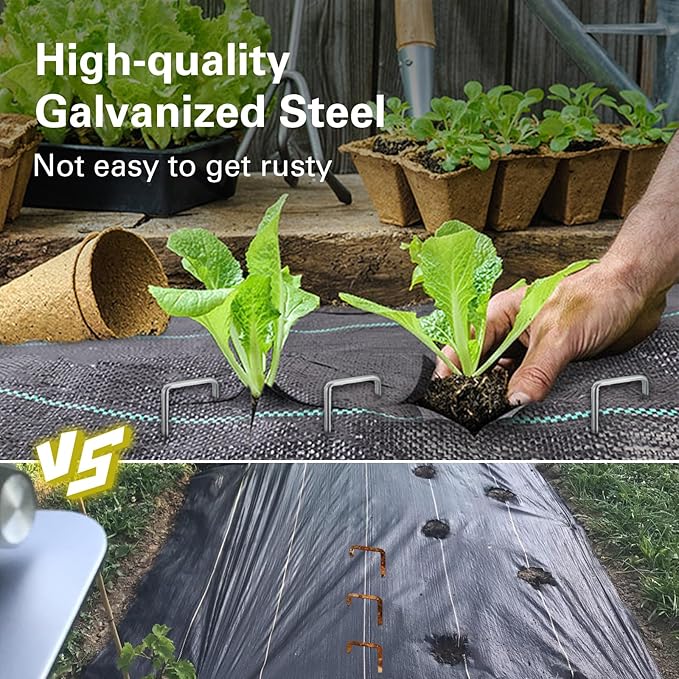 8 Inch Landscape Staples, More Thicker Heavy Duty 8 Gauge Galvanized Landscape Stakes, 125 Packs Garden Staples for Lawns, Weed Barriers, and Landscape Fabrics, Irrigation Hose, Tent Pegs-Ruum Studio Home