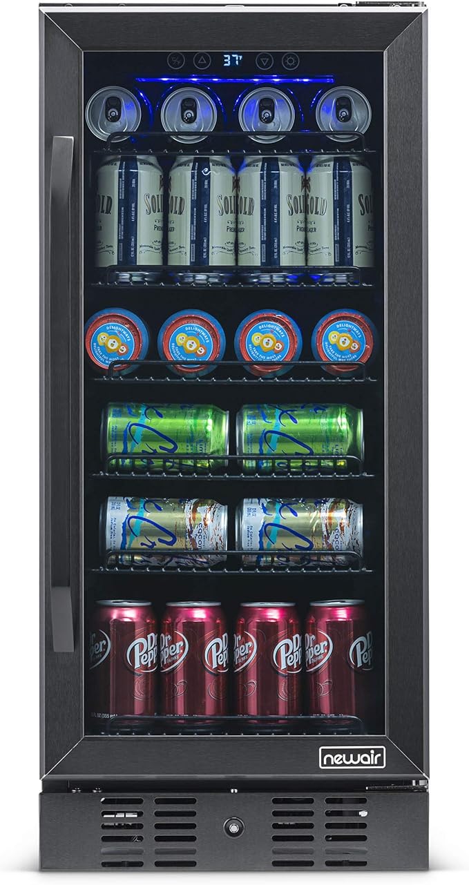 Newair 24" Wine and Beverage Refrigerator 20 Bottle and 70 Can Capacity, Built-in or Freestanding Cooler, Dual Zone Fridge in Stainless Steel with Splitshelf-Ruum Studio Home