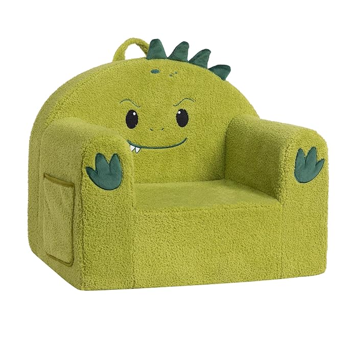 ALIMORDEN Animal Series Kid's Chair, Ultra-Soft Comfy Foam Filled Toddler Sofa Chair, Cute Animal-Shaped Design Toddler Couch, Lightweight Birthday for Baby Boys & Girls (Dinosaur)-Ruum Studio Home