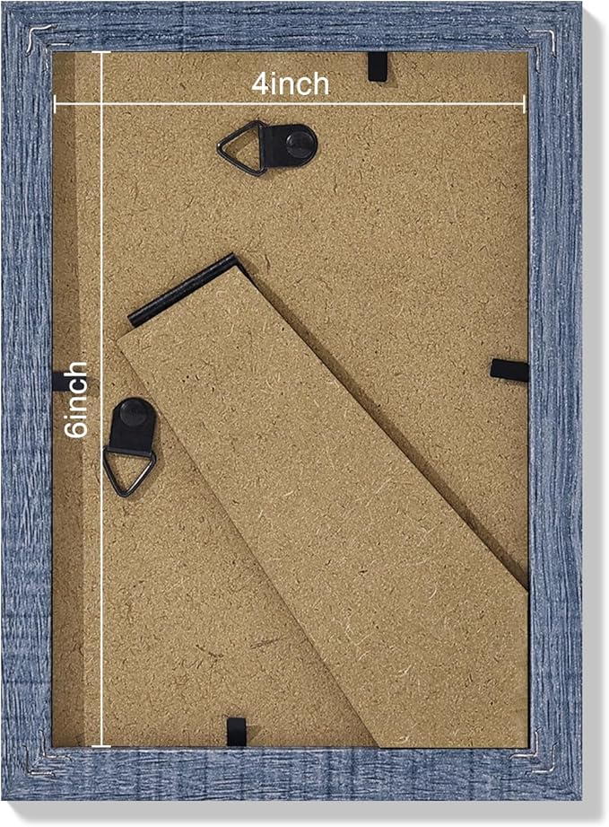 Vittanly 4x6 Picture Frames Set of 9, Shatter Resistant Plexiglass, Display 3.5x5 Pictures with Mat or 4x6 without Mat, Photo Frames for Wall or Tabletop, Engineered Wood, Navy-Ruum Studio Home