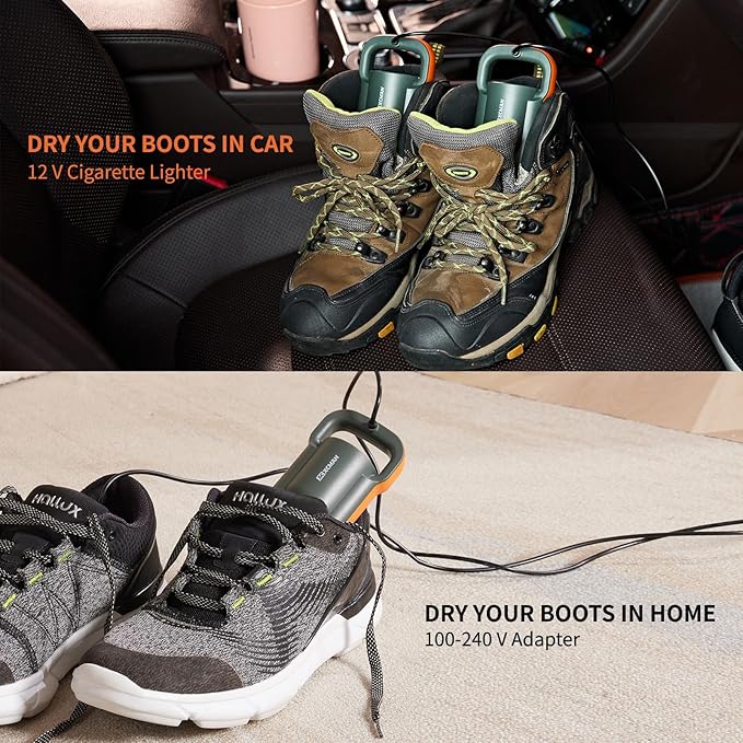 XCMAN Portable Shoe Dryers and Boot Dryer，Boot dryer for winter Boots, Work Boots, Rain Boots, Tennis Shoes, Ski Boot Liners,With integrated fan and heater-Ultra Silent | 12V DC/AC Converter| US Plug-Ruum Studio Home