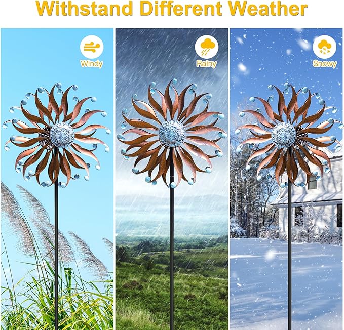 LimeHill Metal Wind Spinner for Garden and Yard - Kinetic Wind Spinners Outdoor Large (24 x 84 inches)-Ruum Studio Home