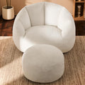 Giant Bean Bag Chaise Lounge Indoor Chair for Adults - Comfy Plush Round Shell Soft Accent Chair, Oversized Cozy Floor Sofa for Living Room, Bedroom & Game Rooms, Beige-Ruum Studio Home